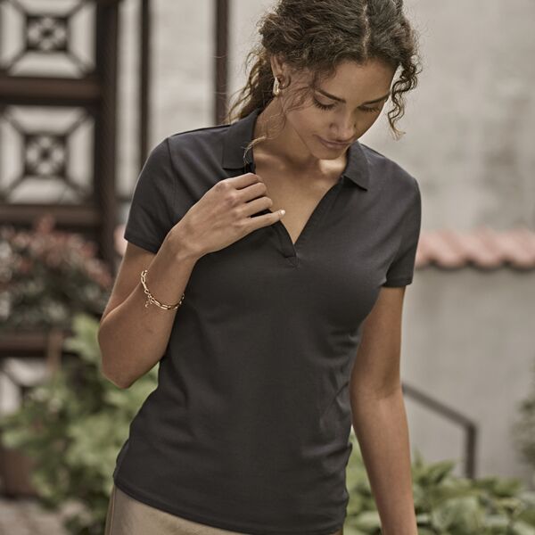 Tee Jays Ladies Luxury Stretch V Neck Polo Shirt Thumbnail